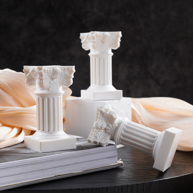 白色北欧式罗马柱烛台拍照道具背景家居客厅桌面装饰品摆件