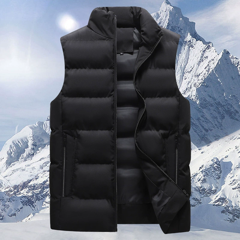 Мужской хлопковый жилет сплошной цвет осенний и зимний новый мужской корейский стройный воротник с толстым плечом жилет с теплым жилетом для лошадей