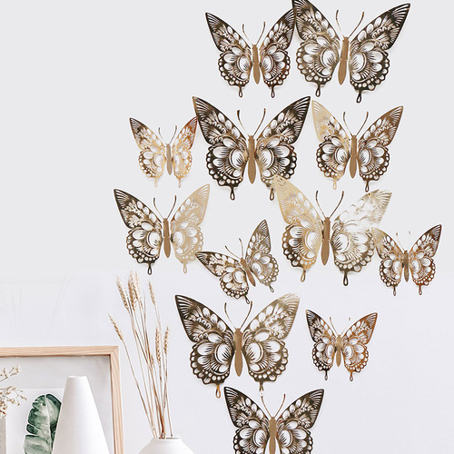Colorful Butterfly Series Decorative Wall Stickers Hollow Butterfly DIY Pearlescent Paper Simulation Butterfly LK08 Ten Colors
