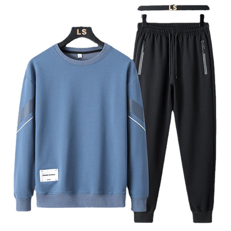New Spring and Autumn Men's Casual Sweater Set Round Neck Sweater Pants Men's Fashion Brand Sportswear Two-Piece Wholesale