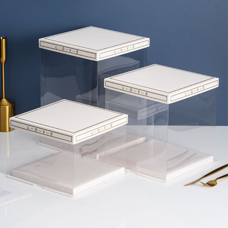 批发透明生日蛋糕盒子6寸8寸10寸单层双层加高烘焙包装盒cake box