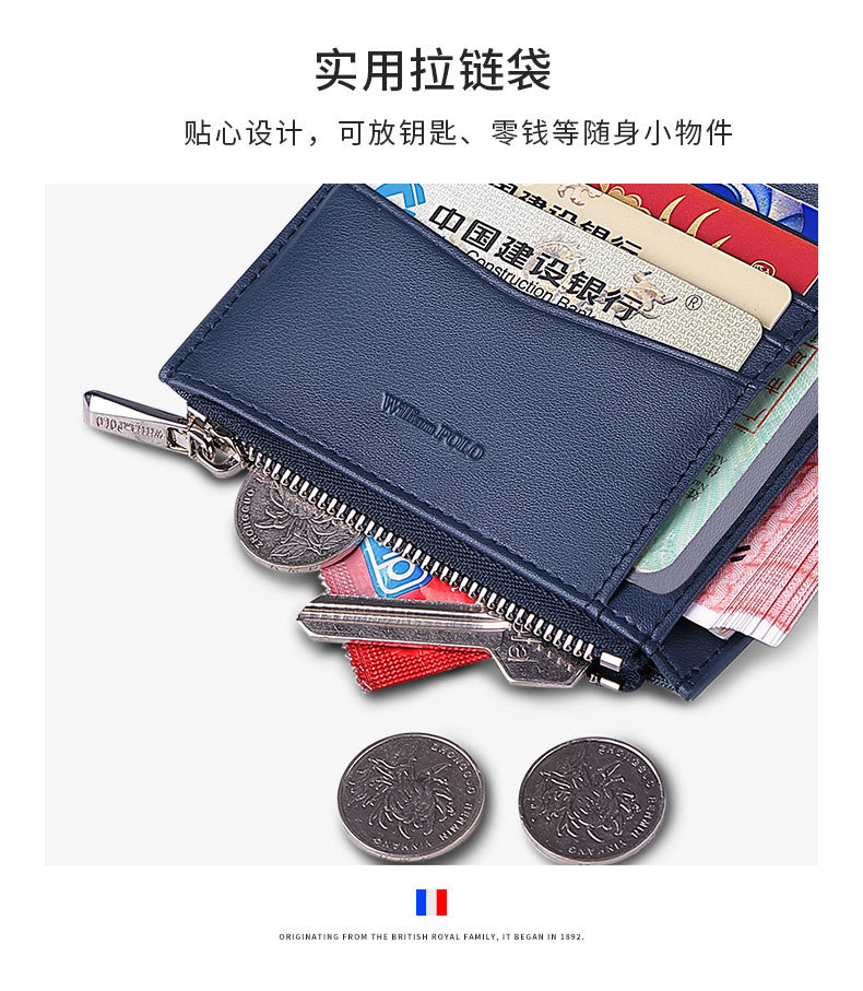 Ví nam gập mini Emperor Paul vải canvas siêu mỏng đựng thẻ và tiền xu chi tiết 8