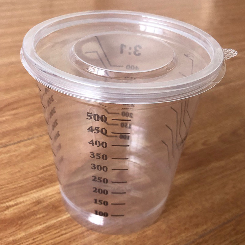 計量カップ透明プラスチックペイントミキシングカップ使い捨てプリントスケールカップPP素材プロポーションペイントミキシングカップ釣り餌カップ|undefined