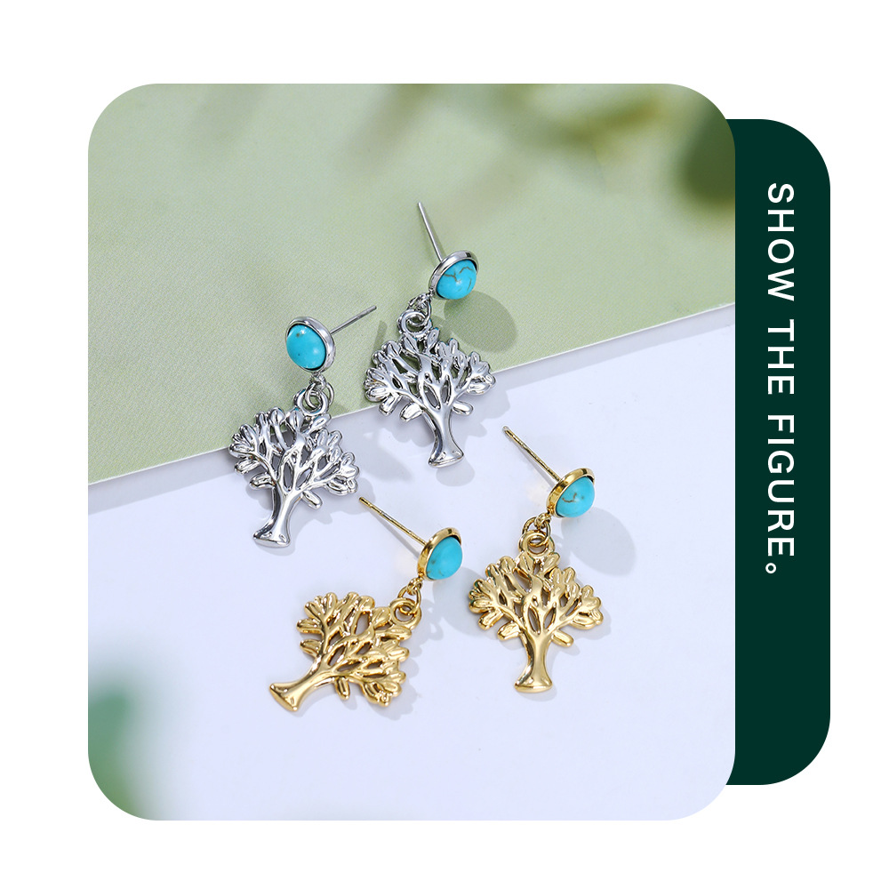 Fashion Leaf Stainless Steel Plating Drop Earrings 1 Pair