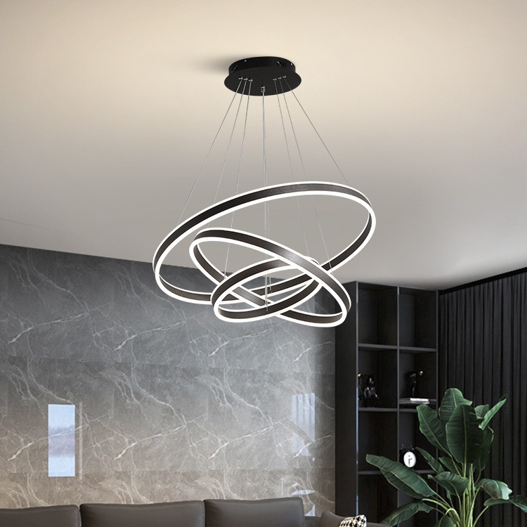 Lámpara de la sala de estar nórdica moderna y simple atmósfera doméstica lámpara principal lujosa lámpara circular 2025 nueva