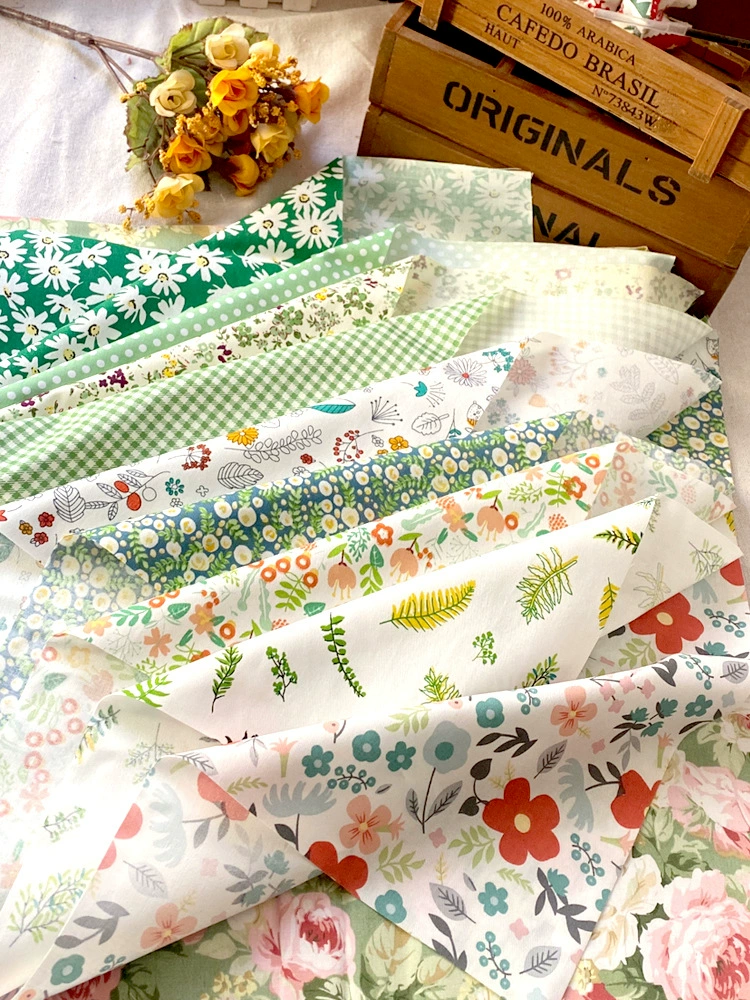 Флоральный пасторальный стиль, лоскутное шитье, ткань ручной работы, детская одежда, ткань, скатерть, занавеска, маленькая ткань с цветочным принтом, зеленая серия