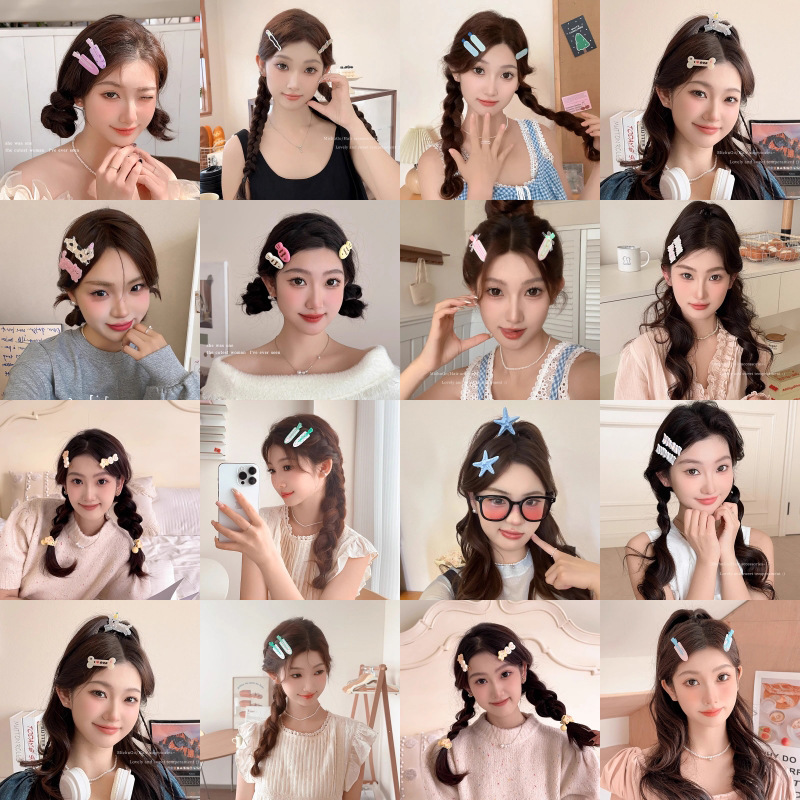 ドーパミンラインウォータードロップヘアピン女性用、高級でかわいいサイド前髪サイドクリップ、額の前髪、カモノハシクリップヘアピン|undefined