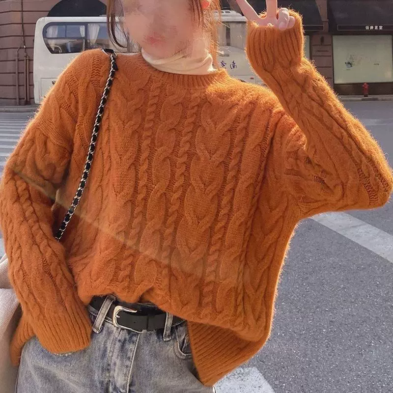 Носить 2024 новый осенний и зимний ленивый свитер женский свободный толстый свитер