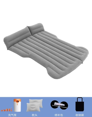 Suitable for Tesla Model Y/3 special car inflatable bed inflatable mattress car sleeping artifact (Vehicle-mounted inflatable bed) - trunk-specific-gray-tesla-with-cordless-air-compressor