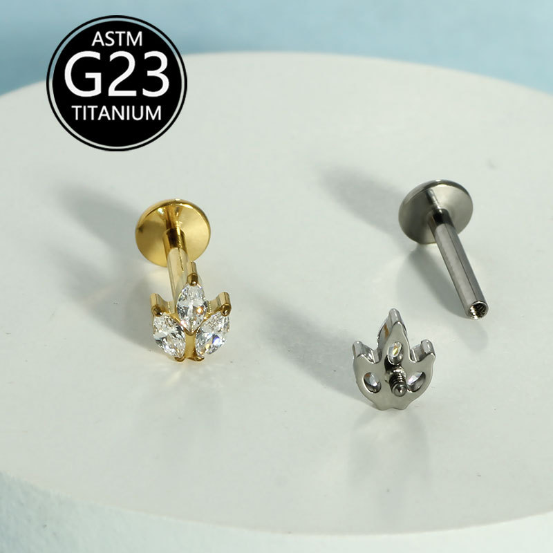 Labret piercing jewelry detail image