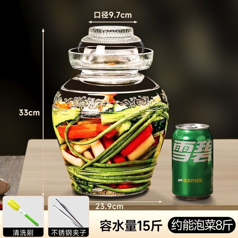 四川玻璃泡菜坛子加厚配内盖腌制密封罐家用酸菜坛带盖咸菜腌菜缸|undefined