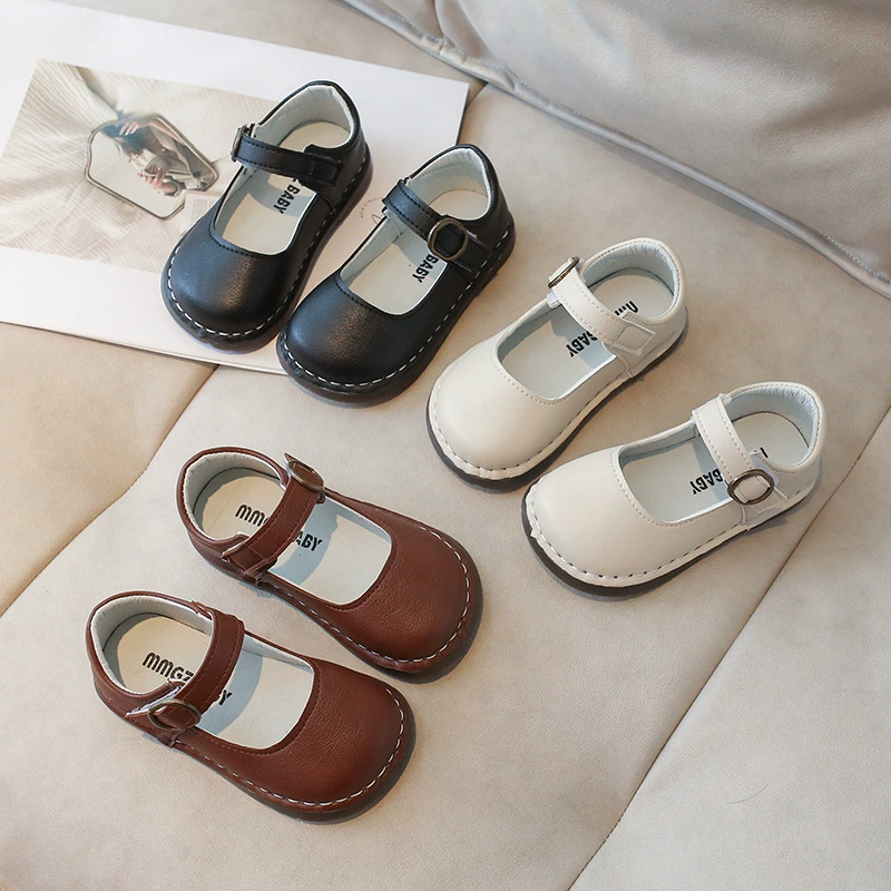 Чистая ручная шитая детская обувь весной и осенью новая маленькая девочка Принцесс обувь Одиночная обувь ретро мягкая подошва маленькая кожаная обувь для внешней торговли оптом