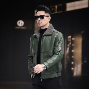 Winter new top layer oil wax cowhide mink fur inner container fur one-piece non-removable casual leather leather leather men's clothing