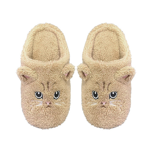 Cross-border kittens' cotton slippers for couples, cute cartoon home use, thick warm plush soft sole postpartum shoes