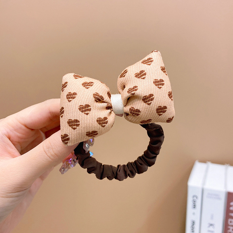 Brown Flor intestino delgado banda de pelo niños Chica corbata cabeza de la bola no duele el pelo banda de goma cuerda del pelo accesorios para el cabello tocado