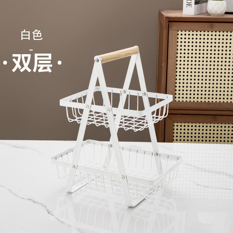 国境を越えた多層果物バスケット家庭用キッチン三層透かしメッシュ客間茶何台かの手持ち式間食野菜収納|undefined
