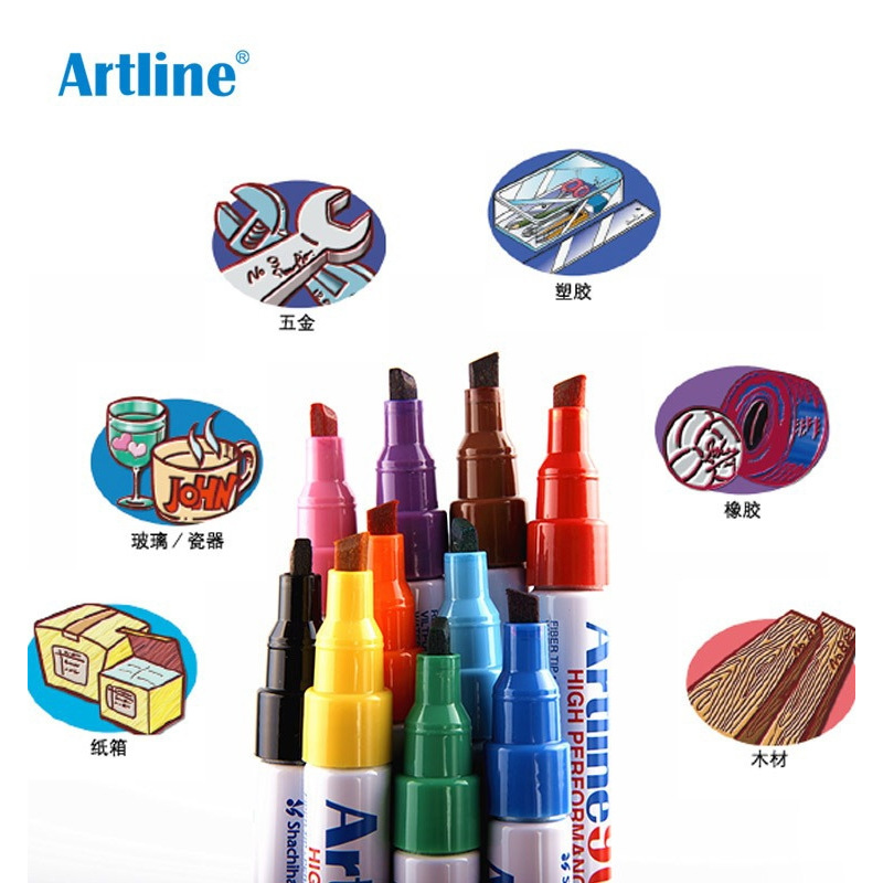 Japón Artline marca de marca de aceite, cabeza gruesa, cabeza negra, cabeza grande, impermeable, secado rápido, no decolor, especialidad de arte