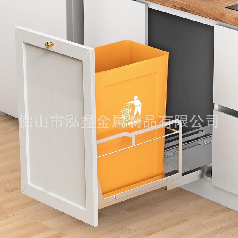 Cross-Border Heavy-Duty Pull-Down Trash Can Rack Cabinet Door Connection Damping Slide Rail Kitchen Sink Sliding Basket