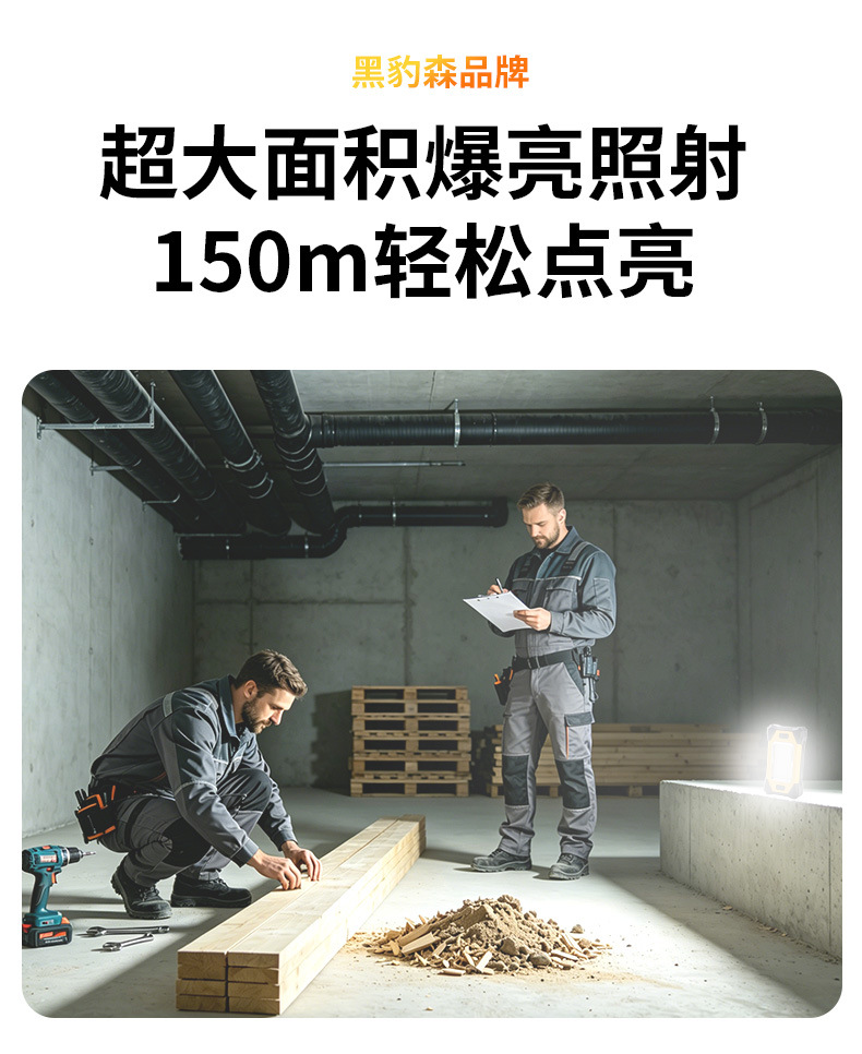 Dual Magnetic Inspection Work Light X609 for Outdoor Camping, Large Capacity, 200-Hour Battery Life, Emergency Tent Repair, Car Repair Y