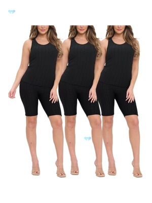 Women 's 3pcs/bundle Sports Tank Top Shorts Pack Set