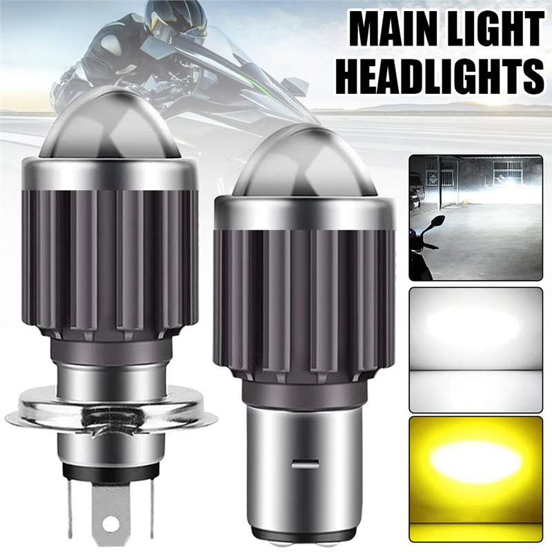 Motuoche Motorcycle Headlight H4 BA20D Three-Claw White Yellow Electric Vehicle Light (Motorcycle headlights, headlights) - white-h4