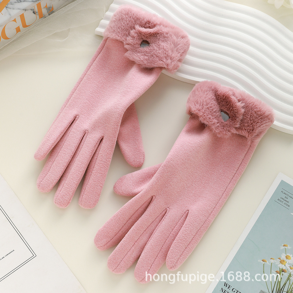 Guantes cálidos de invierno para mujeres, guantes táctiles a prueba de viento para montar al aire libre.