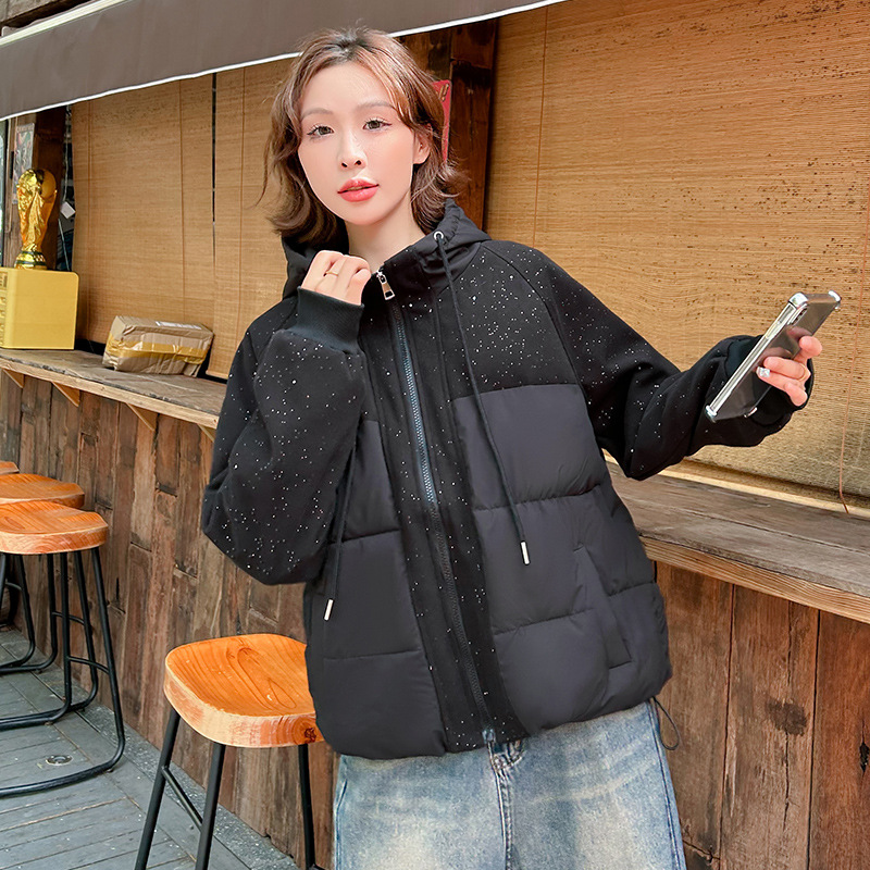 Invierno de 2025 nuevo abrigo de algodón de pluma de moda femenino exterior delgado con capuzas casuales chaqueta de algodón cálida image 7