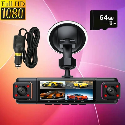 Driving recorder Driving Recorder Infrared Night - front-lens-left-lens-right-lens-64g-card