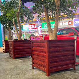 户外铝合金花箱不锈钢种植花盆道路市政铁艺正方形花池带轮子定制