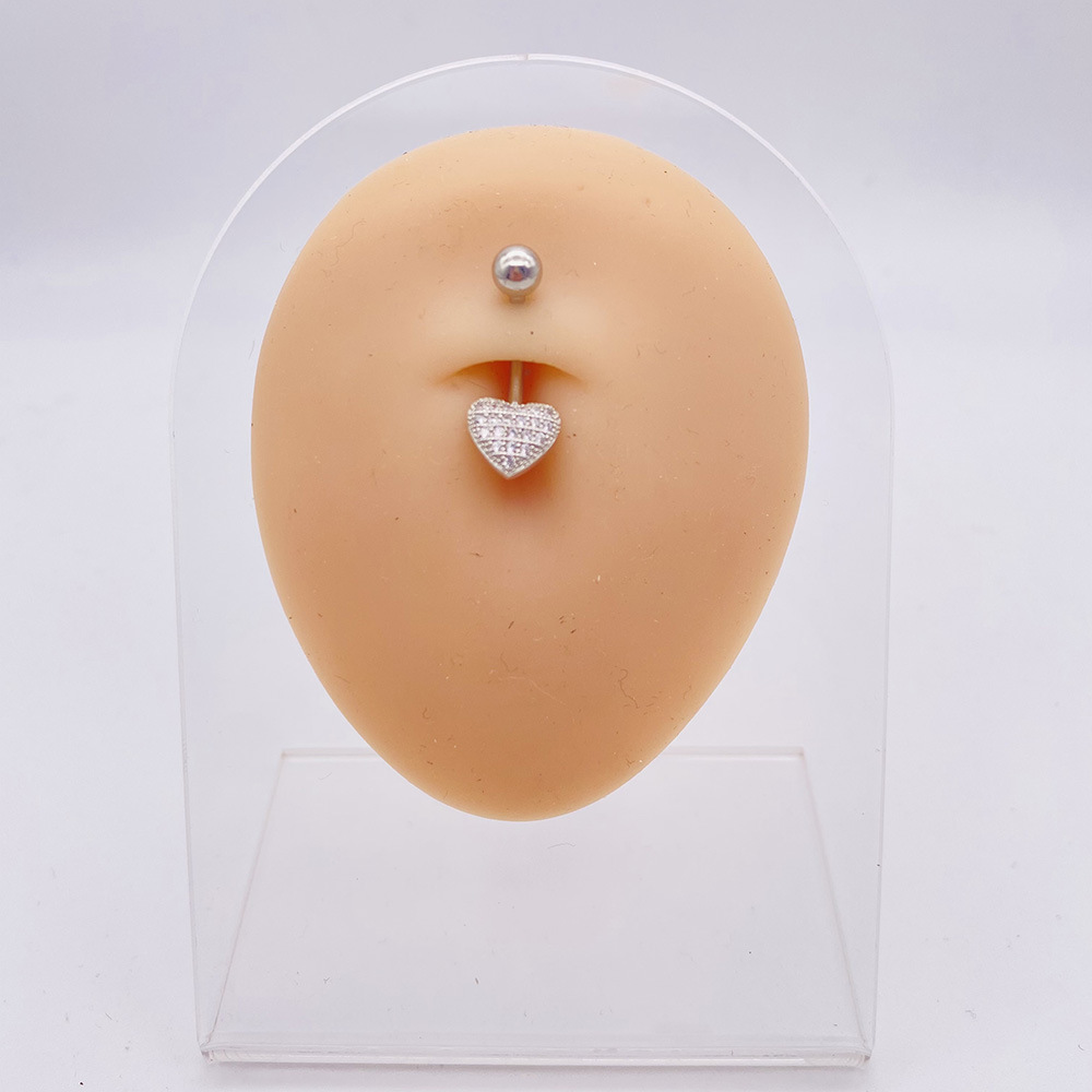 Butterfly And Heart Zircon Belly Button Ring Navel Piercing_voghion.com