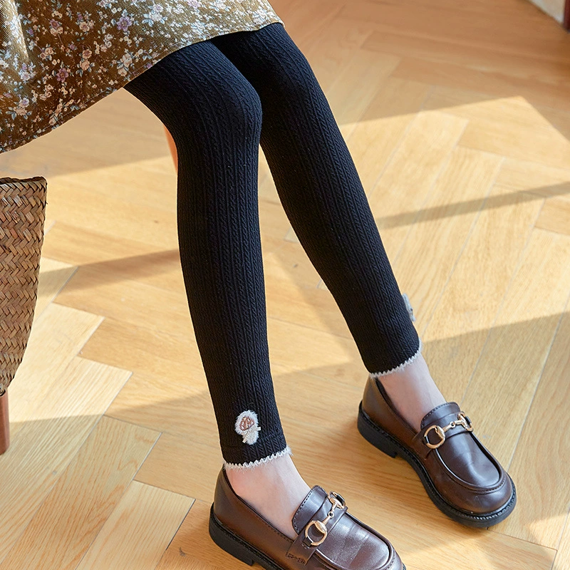 Зимние тёплые детские л leggings, бархатные колготки, штаны, западный стиль