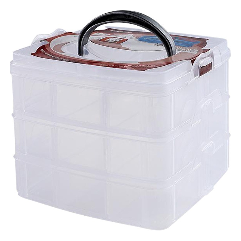 Tamaño pequeño de tres capas desmontable caja de almacenamiento de plástico transparente caja de herramientas de Combinación libre clasificación caja de almacenamiento
