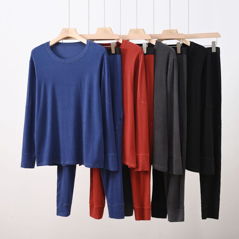 New Autumn and Winter Men's Round Neck Home Clothes Set Autumn Clothes Autumn Pants Warm Pants Men's Pajamas Bottoming Long-Sleeved Intimates