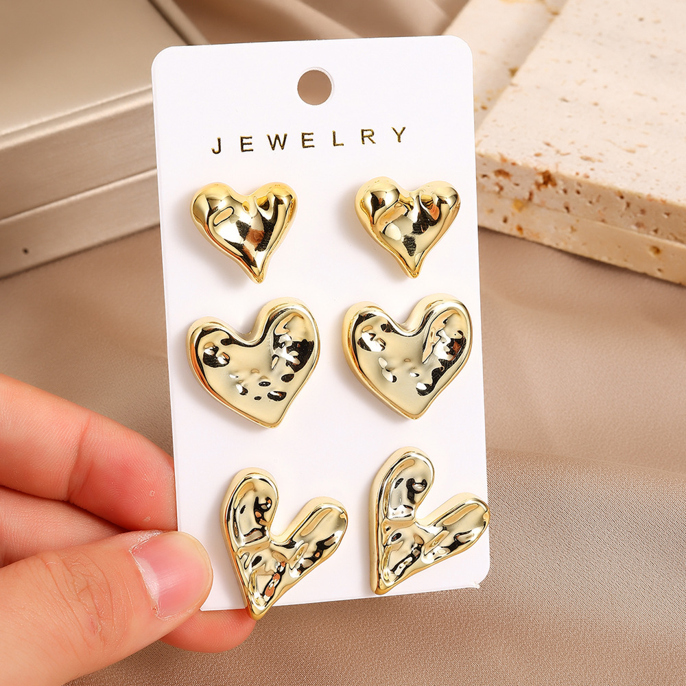 16g Weight Steel needle Ear Needle Material Ear Studs Classification 1 Set Quantity Daily Occasion CCB Material Geometric, Heart Shape Pattern All Seasons Season Women's Gender Plating Design Simple Style Style 1 Set Simple Style Geometric Heart Shape Plating CCB Ear Studs 11