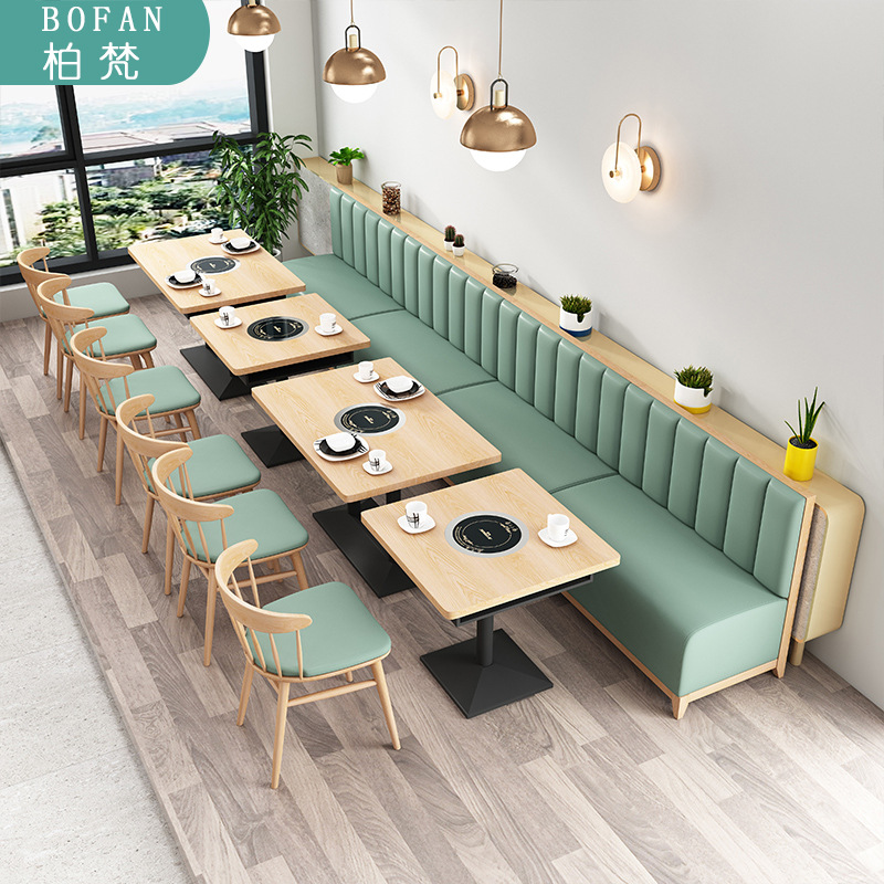 Temas personalizados restaurante restaurante tabla de hot pot barbacoa restaurante tabla de mesa y silla combinación de tarjeta comercial sofá al por mayor