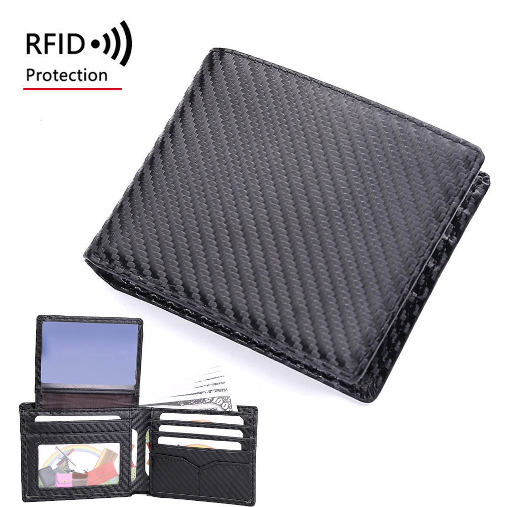 跨境货源多卡位RFID防盗刷男士钱包碳纤维2022新款男士证件包批发