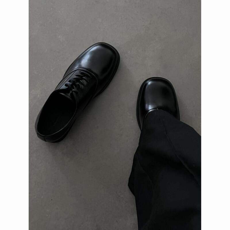 Derby Shoes with the Same Cleanfit Thick-Soled British Square-Toe Leather Shoes for Heightening Business Formal Retro Casual Leather Shoes for Men