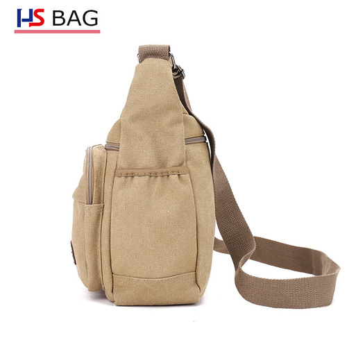Men's Large Capacity Canvas Single Shoulder Bag Business Travel Multi-layer Men's Crossbody Bag Outdoor Leisure New Korean Style Backpack