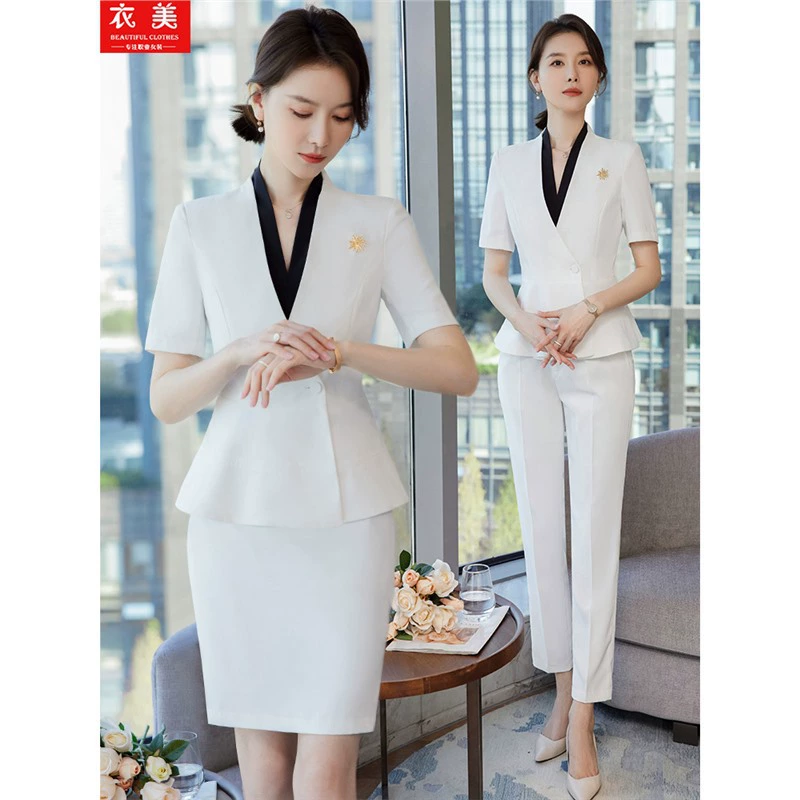 Оптовая цена, бесплатная доставка, белый костюм с короткими рукавами для женщин, модный стиль богини, светская львица, ведущий на собеседование