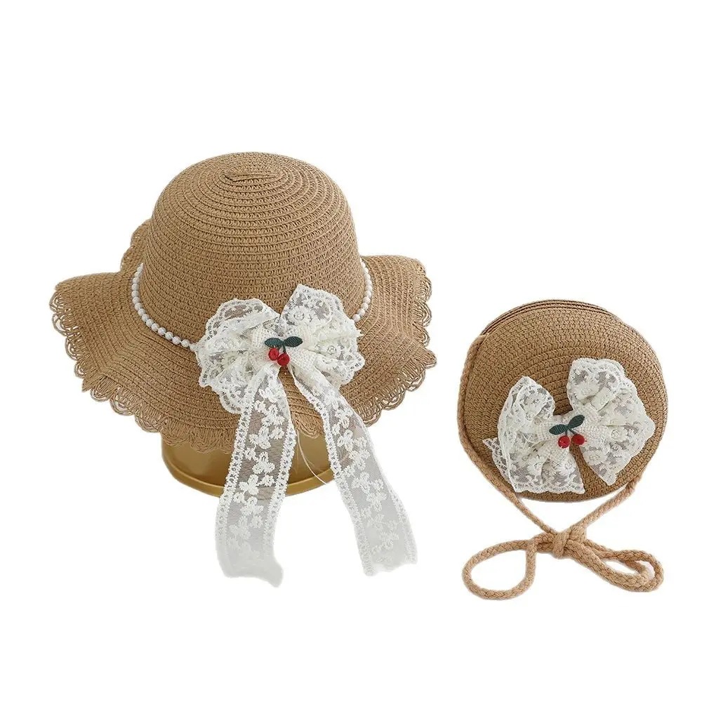Sombrero de protección solar de paja de encaje de súper hada Sombrero para niños Sombrero para el sol Sombrero de playa para niñas Sombrero de paja para mujer de verano