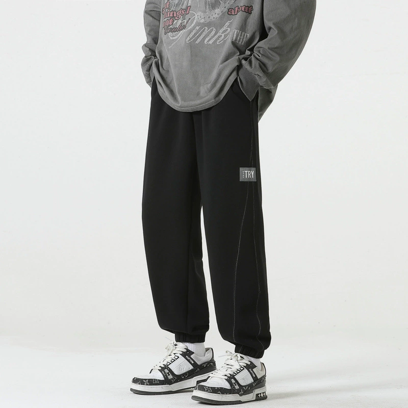 Comfortable sports trousers, drawstring, loose fit, plus size, oversize