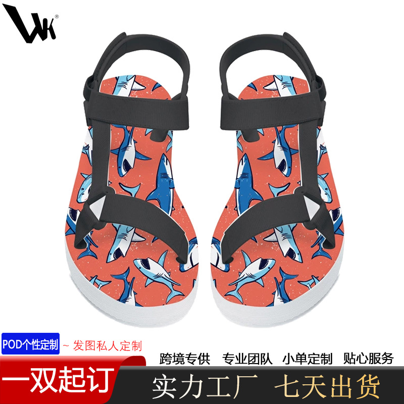 跨境POD来图一件定制独立站热卖男女同款凉鞋夏季男eva户外凉鞋男
