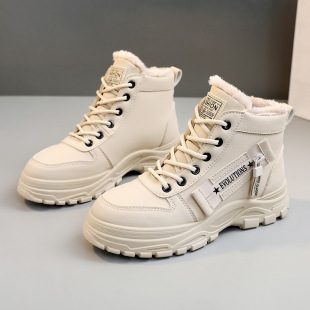 temu cross-border new 2025 plus size cotton shoes casual fleece-lined martin boots shoes women's shoes thickened fleece-lined foreign trade