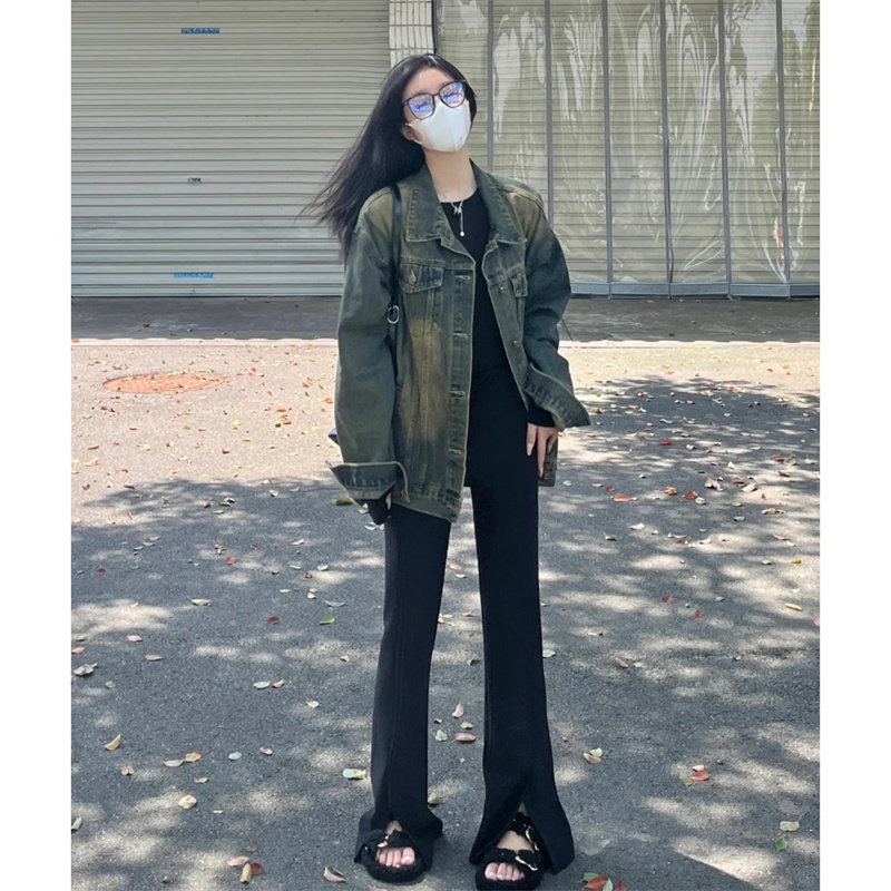 美式复古牛仔外套女春秋2025年秋季新款宽松设计慵懒休闲夹克上衣|undefined
