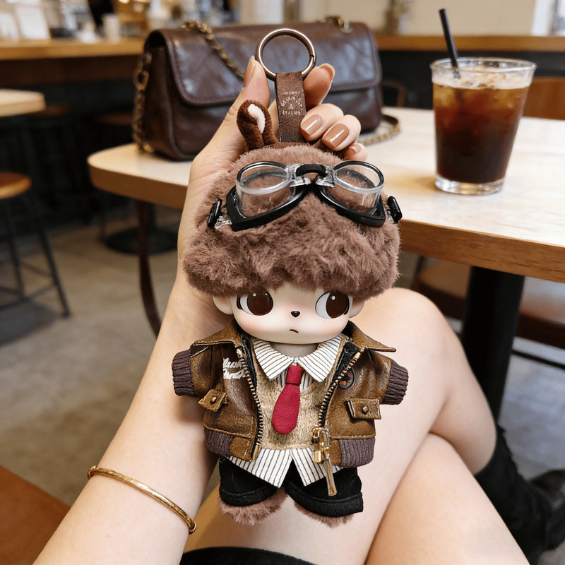 Only Doll Clothes】Suitable for Dimoo Doll Clothes, Chip'N' Dale Outfits, Vintage Leather Clothing Set, 15cm Doll Clothes