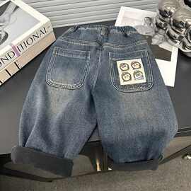儿童一体绒牛仔裤2025新款男女童加厚裤子冬季老爹裤百搭长裤外穿