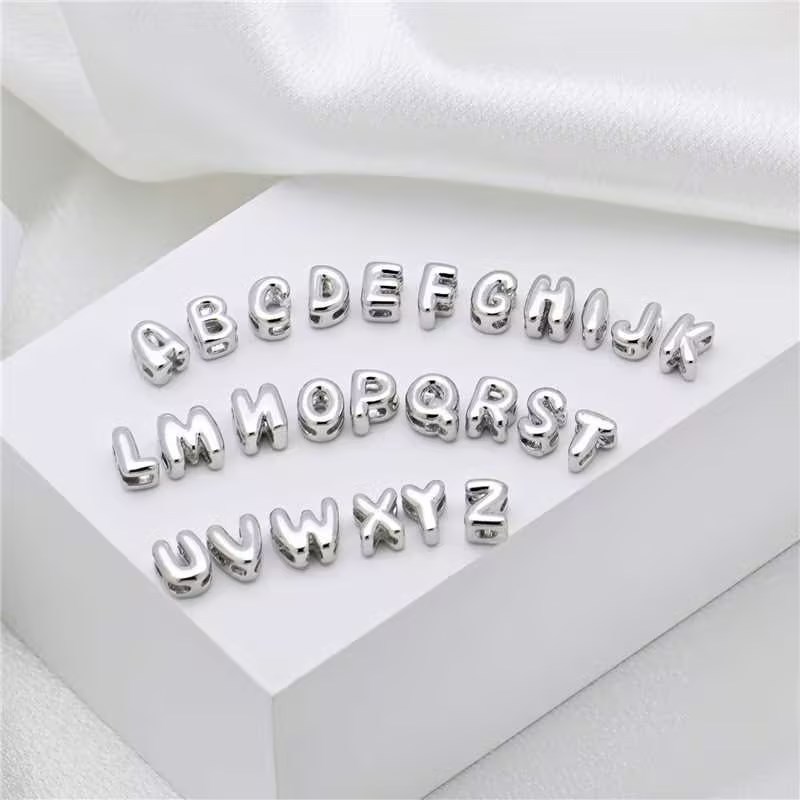 18K Gold Plated Plating Material 1 Piece 7*10mm Copper 18K Gold Plated Letter Polished Beads