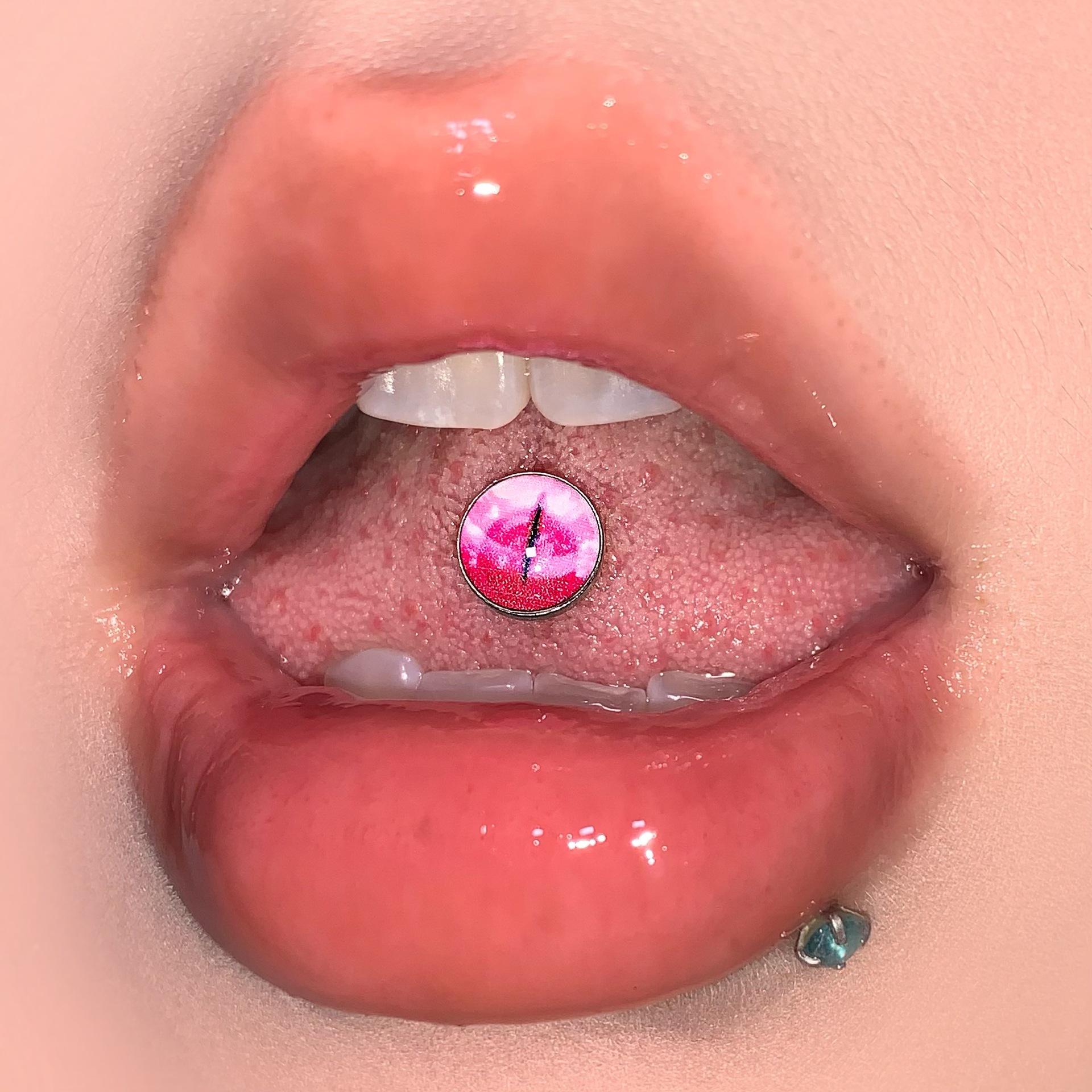 Labret stud lip piercing jewelry styling detail