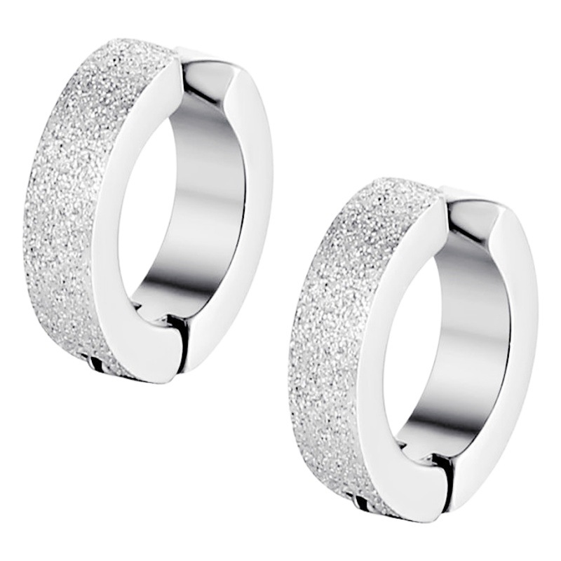 Round Titanium Steel Frosted Ear Clips for Trendy Men Without Pierced Ears, Matte Fake Earrings, Matte Stainless Steel Ear Buckles, Simple and Versatile