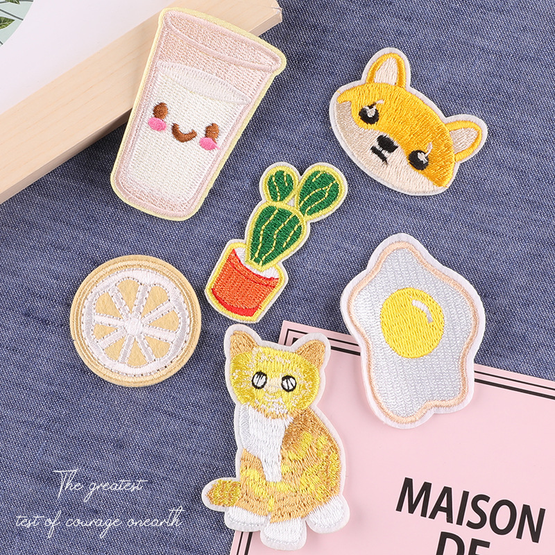 新款电商现货源刺绣标童装辅料卡通小动物背胶熨烫补丁贴跨境布贴